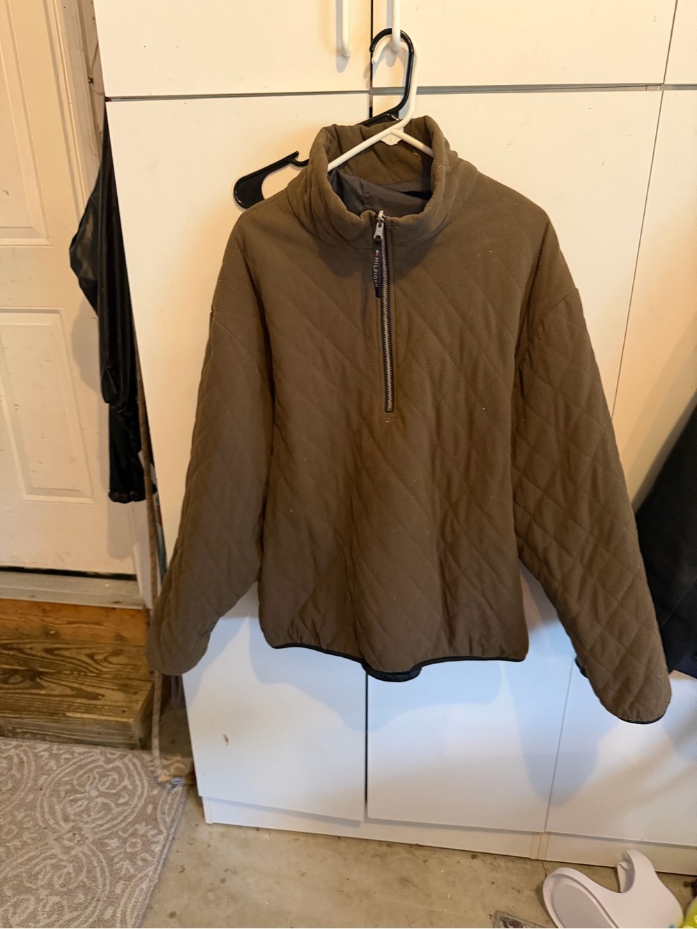 Tommy Hilfiger Reversible Quilted Half-Zip Mens XL Jacket - Olive Green